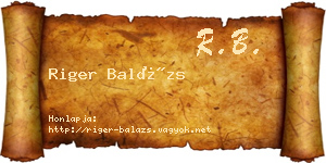 Riger Balázs névjegykártya